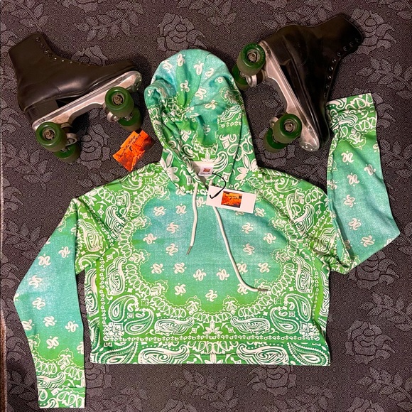 Bail Neon Green Women's Cropped Hoodie - Picture 9 of 16